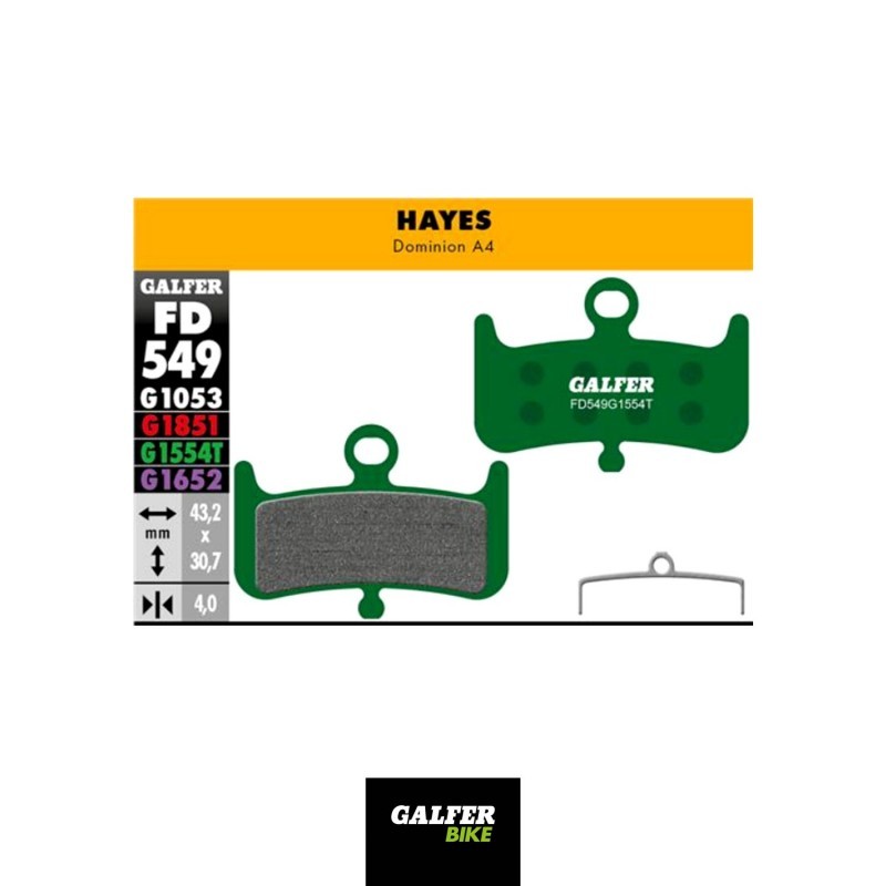 GALFER PAD, BRAKE HAYES DOMINION A4 - FD549G PRO G1554 PARA MTB 8400170122168