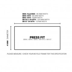 PRAXIS Pedalier para bicicleta de carretera y mtb M30 BB86 ROAD BB90/92 86-4001S 850033390155