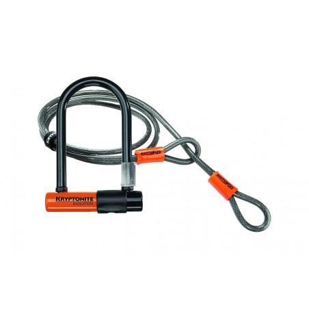 antirrobo candado en u con cable sirga evolution mini-7 w/flex cable and flexframe bracket (83x178)