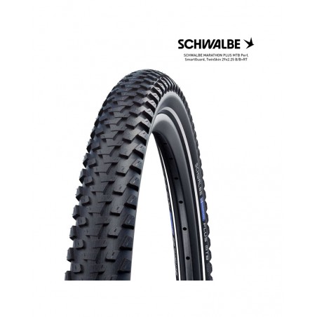 SCHWALBE Tire bicycle MARATHON PLUS MTB PERF, SMARTGUARD, TWINSKIN 29X2.25 B/B+RT 4026495834988