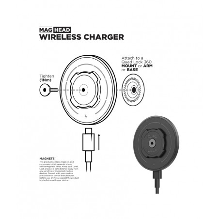 QUAD LOCK Cabezal de carga inalambrica para teléfono móvil MAG WIRELESS CHARGING HEAD V2 9348943069618