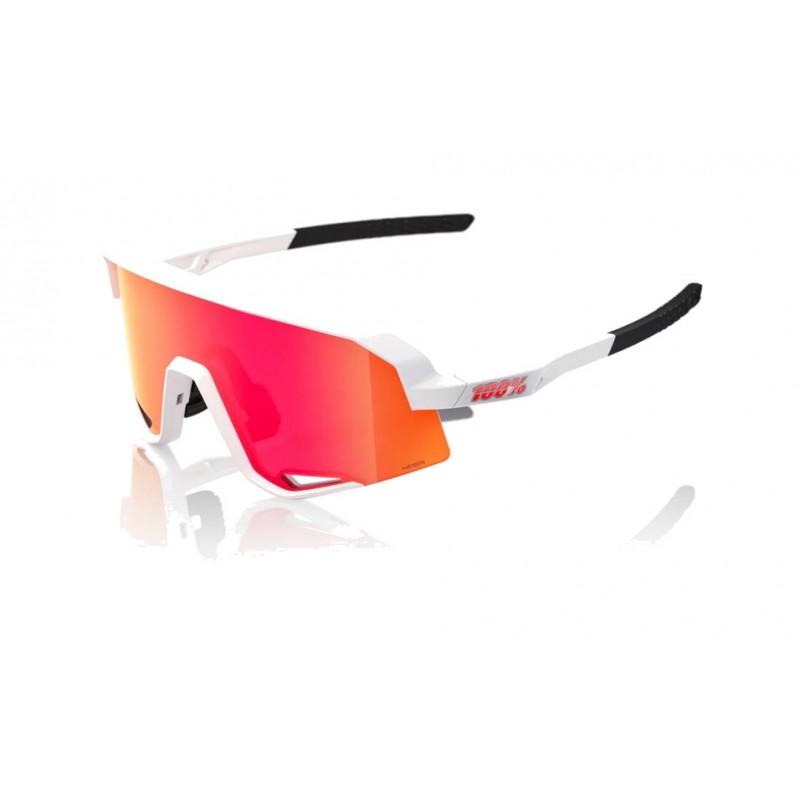 100% BICYCLE GLASSES FOR CYCLING SPORTS SLENDALE MATTE WHITE HIPER RED MULTILAYER MIRROR 196261050080