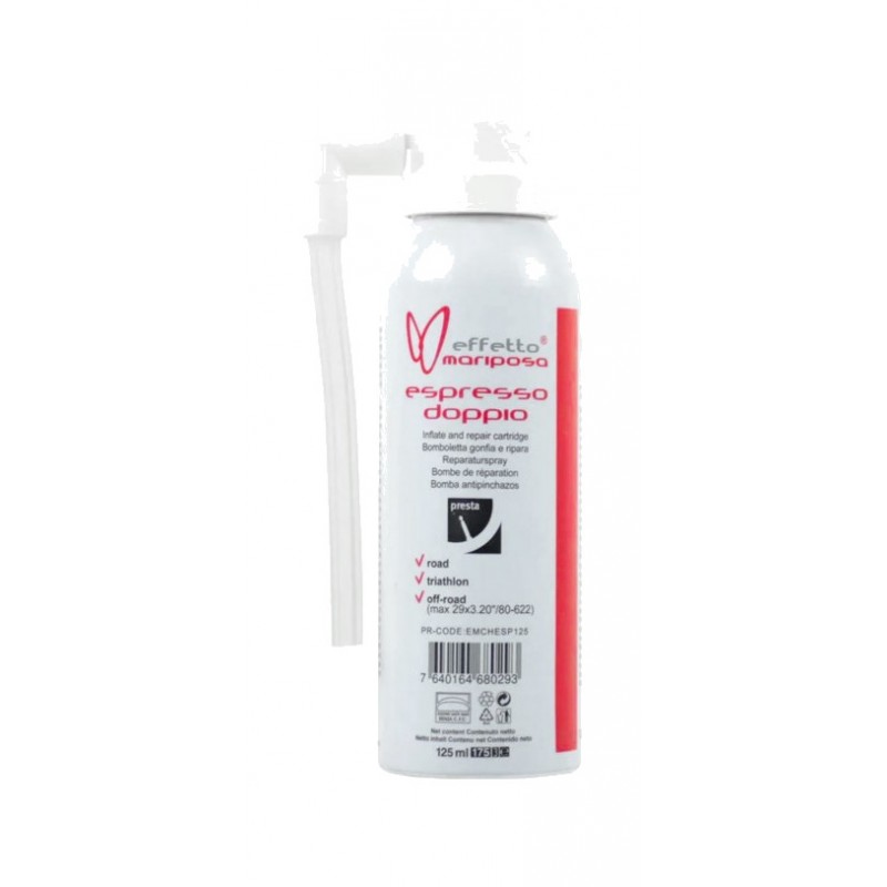 EFFETTO MARIPOSA Spray reparación pinchazos para bicicleta doble ESPRESSO DOPPIO 125ML 7640164680293