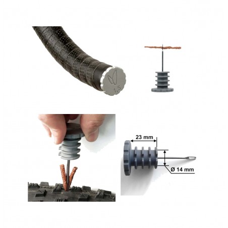 EFFETTO MARIPOSA Herramienta facilitar la reparación de tubeless, se guarda como un tapon manillar TAPPABUCO TUBELESS TYRE PLUG