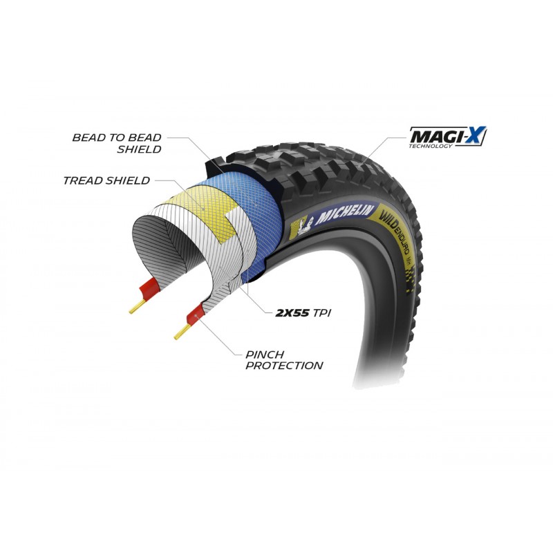 MICHELIN Cubierta neumatico para bicicleta WILD ENDURO MS 29X2.40 RACING LINE PLEGABLE 61-622 724956