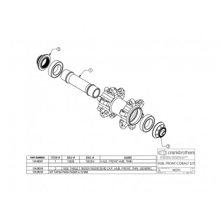 CRANKBROTHERS Repuesto de eje delantero COBALT 2/3 9/15MM 13826