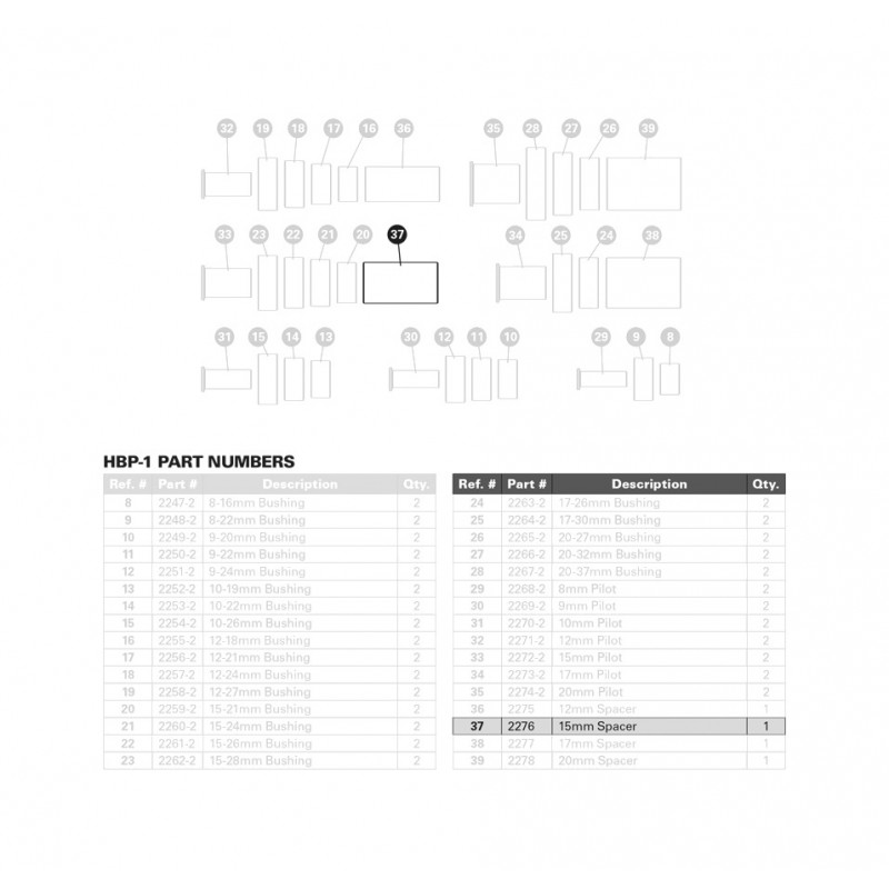 PARK TOOL Espaciador HBP-1 15MM 2276
