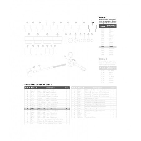 PARK TOOL Herramienta drift para rodamientos 28MM SBK-1 2765