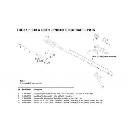 AVID Replacement brake lever E9/E9TR/E7/E7TR/CODE 11.5015.021.190