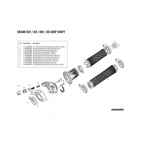 SRAM Controller with grip lock 11V XX1 G SHIFT TRASERO 00.7018.022.000