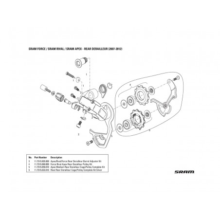 SRAM Replacement of rollers for gearbox FORCE/RIVAL/APEX 11.7515.060.000