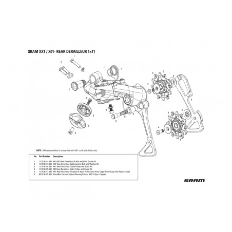 SRAM Kit de repuesto tornillo tensión para cable cambio XX1 11.7518.015.000
