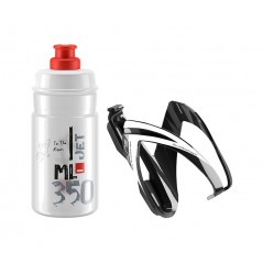 ELITE Bottle cage and kit CEO NEGRO BRILLO/BLANCO/BIDON JET TRANSPARENTE/ROJO 350 ML 726464