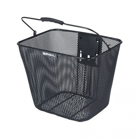 BASIL Front bicycle basket with steel plate BILBAO (26X22X28 CM) KLICKFIX 725824VAR