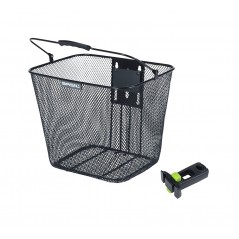 BASIL Cesta delantera para bicicleta con placa y soporte de potencia acero BILBAO (26X22X28 CM) KLICKFIX 725826