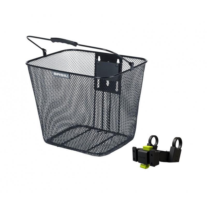 BASIL Front bicycle basket with plate and handlebar mount, steel BILBAO A(26X22X28 CM) KLICKFIX 725827