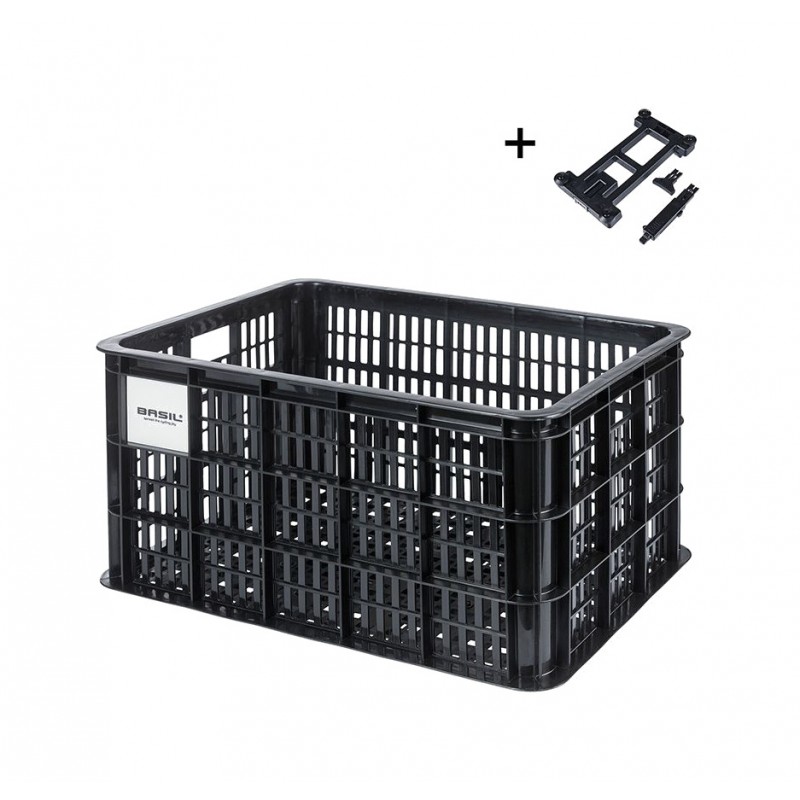 BASIL Bicycle basket with plastic plate CRATE L 40L (49X38X29 CM) MIK 2.0 726738