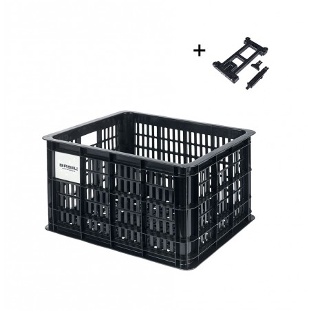 BASIL Bicycle basket with plastic plate CRATE M 29.5L (44X33.5X27.5 CM) MIK 2.0 726812