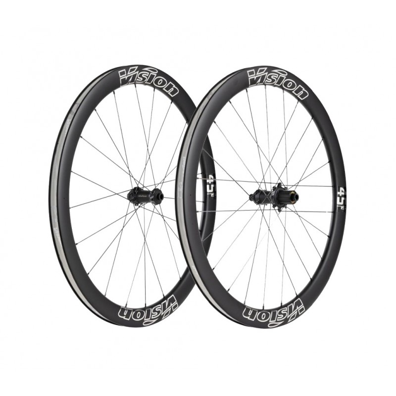 VISION Aerodynamic carbon road bike wheelset with disc and clincher system METRON 45 SL CENTERLOCK SRAM XDR EDITION TUBELESS REA