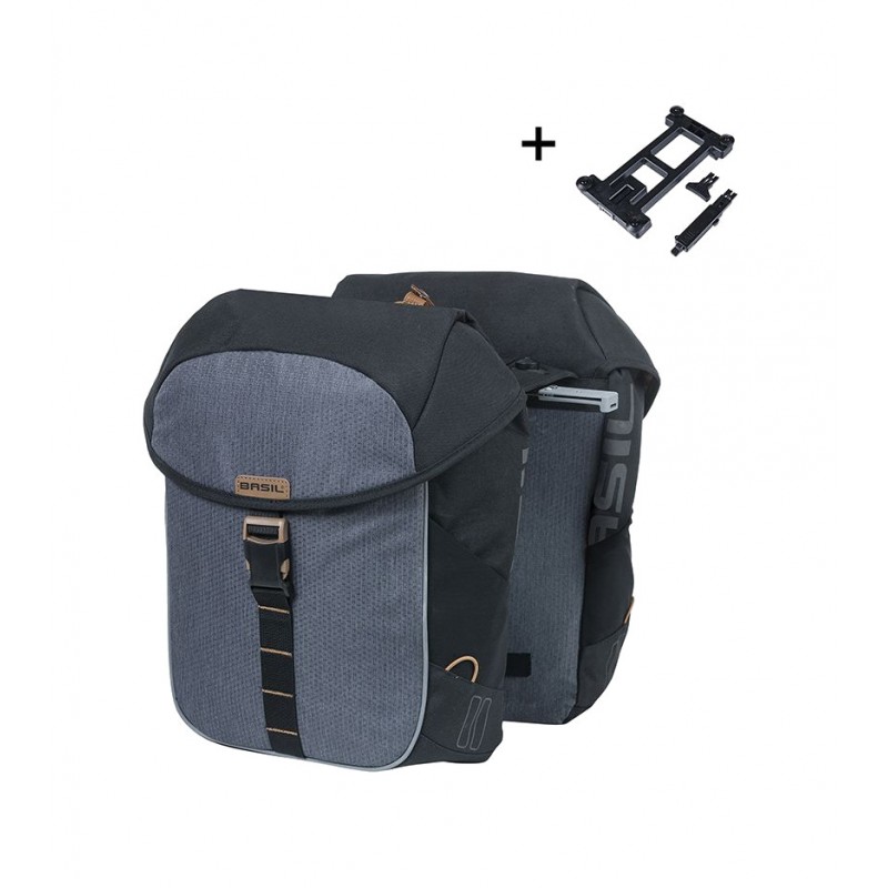 BASIL Alforjas traseras impermeables para bicicleta con sistema universal MILES 34L (13X26X35 CM) BRIDGE MIK 2.0 Y 727021