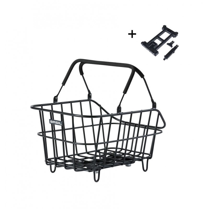BASIL Cesta trasera de aluminio para bicicleta con placa CENTO (39X24X15 CM) MIK 2.0 727023