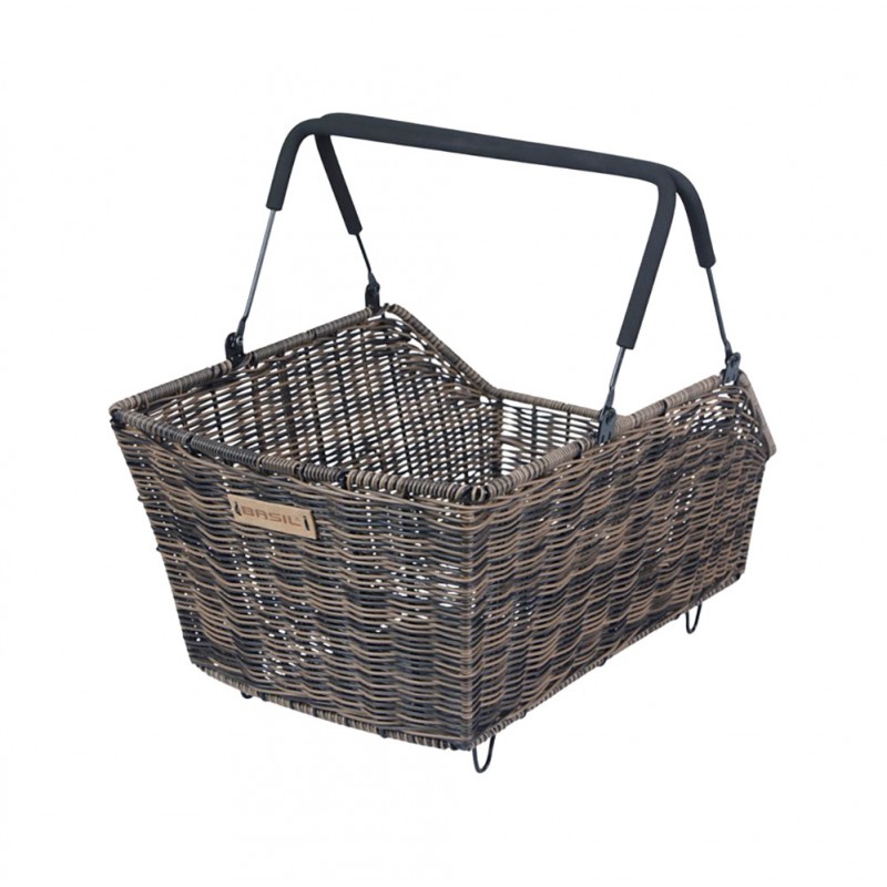 BASIL Cesta trasera de mimbre para bicicleta compatible con sistema multisistema CENTO RATTAN LOOK NX (41X25X12 CM) 727025