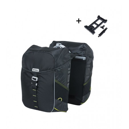 BASIL Waterproof rear bicycle panniers with universal system MILES 34L (13X26X35 CM) MIK 2.0 BRIDGE 727030