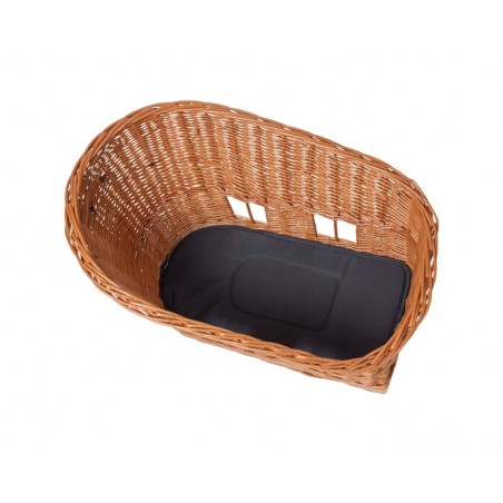 BASIL Cesta de mimbre con cojin para transporte perros en bicicleta placa PASJA M 30L (40X25X24 CM) MIK 2.0 727035