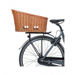 BASIL Cesta de mimbre con cojin para transporte perros en bicicleta placa PASJA M 30L (40X25X24 CM) MIK 2.0 727035