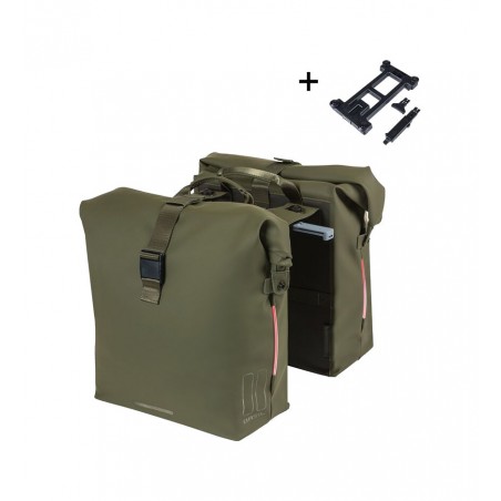 BASIL Waterproof rear bicycle panniers with integrated light and system SOHO 41L O (15X31X38 CM) MIK 2.0 727041