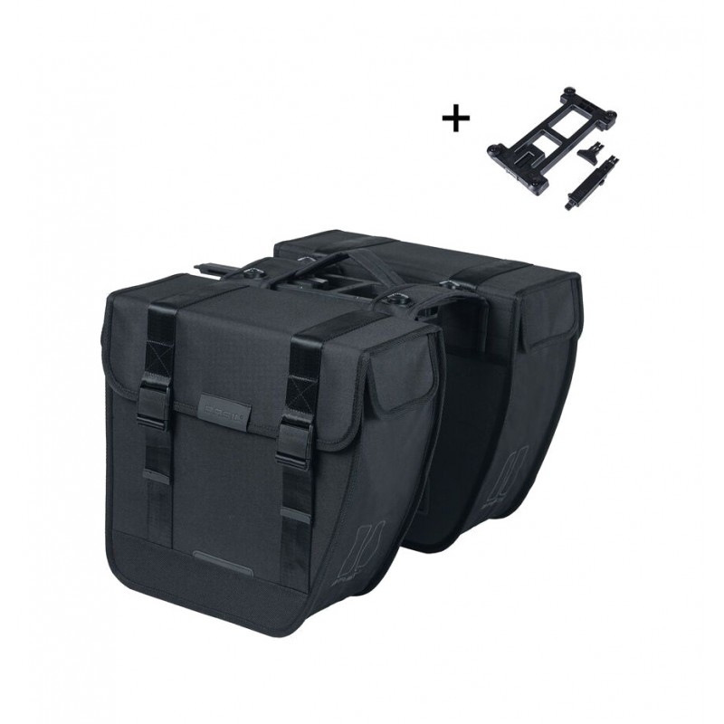BASIL Alforjas traseras para bicicleta con sistema poliester reflectante TOUR 28L (13X29X28 CM) MIK 2.0 727043