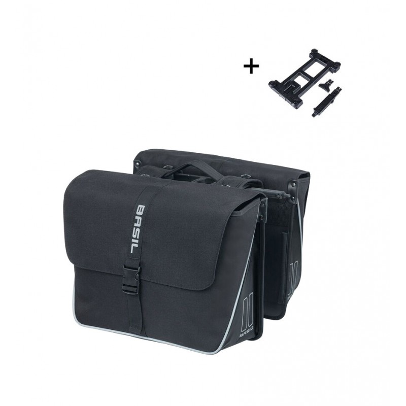 BASIL Alforjas traseras para bicicleta con sistema poliester reflectante FORTE 35L (15X38X30 CM) MIK 2.0 727048