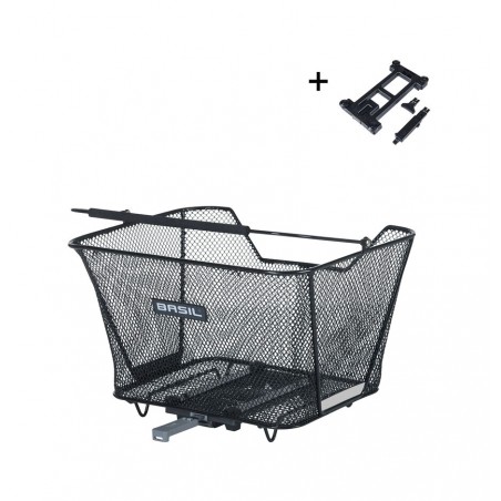 BASIL Cesta trasera de acero reflectante para bicicleta con sistema LESTO (24X32X17 CM) MIK 2.0 727049