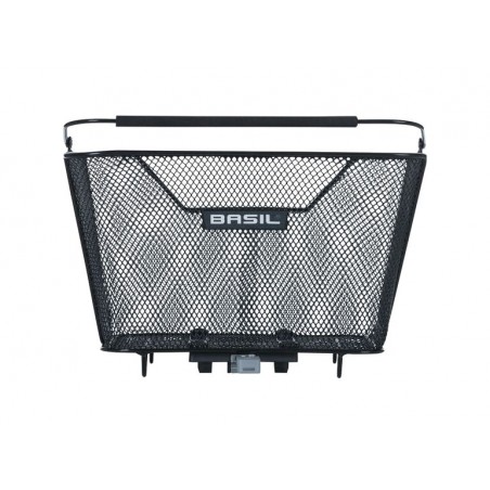 BASIL Cesta trasera de acero reflectante para bicicleta con sistema LESTO (24X32X17 CM) MIK 2.0 727049