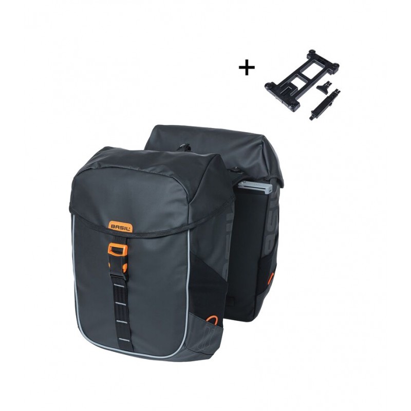BASIL Alforjas traseras impermeables para bicicleta con sistema MILES TARPAULIN 34L C/REF (13X25X37 CM) MIK 2.0 727050