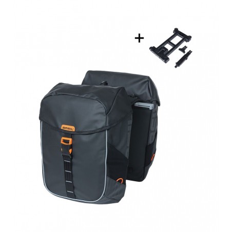 BASIL Waterproof rear bicycle panniers with system MILES TARPAULIN 34L C/REF (13X25X37 CM) MIK 2.0 727050