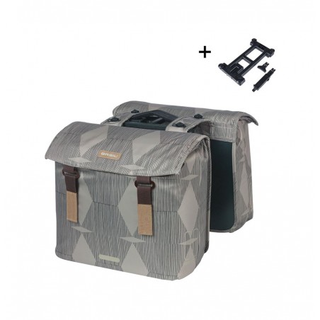 BASIL Stylish rear bike panniers with license plate ELEGANCE 40-49L CASTILLO/TOPO (16X36X32 CM) MIK 2.0 727053