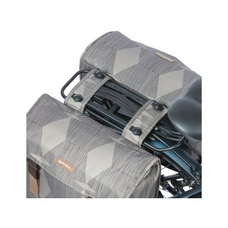 BASIL Stylish rear bike panniers with license plate ELEGANCE 40-49L CASTILLO/TOPO (16X36X32 CM) MIK 2.0 727053