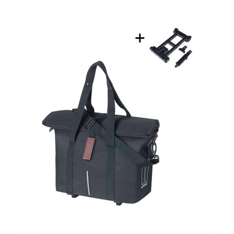 BASIL Bolsa de poliéster para manillar bicicleta ciudad con placa y ganchos 8-11L (19X30X26 CM) MIK KF 727054