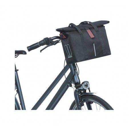 BASIL Bolsa de poliéster para manillar bicicleta ciudad con placa y ganchos 8-11L (19X30X26 CM) MIK KF 727054