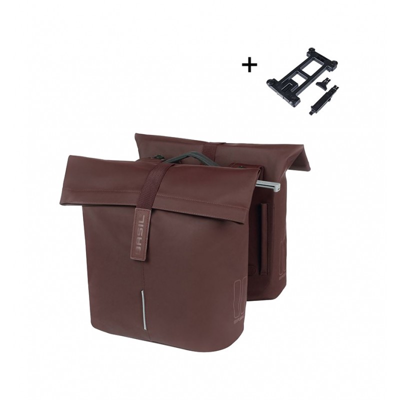 BASIL Alforjas de poliuretano traseras impermeables para bicicleta ciudad con placa 28-32L (12X30X33 CM) MIK 2.0 727055