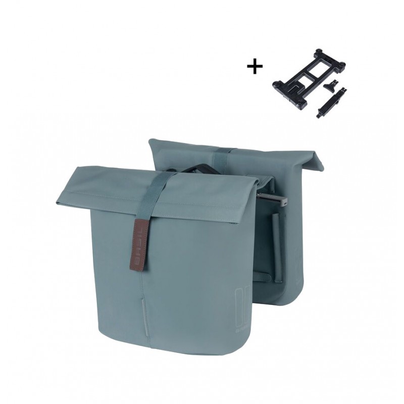 BASIL Alforjas de poliuretano traseras impermeables para bicicleta ciudad con placa 28-32L (12X30X33 CM) MIK 2.0 727056