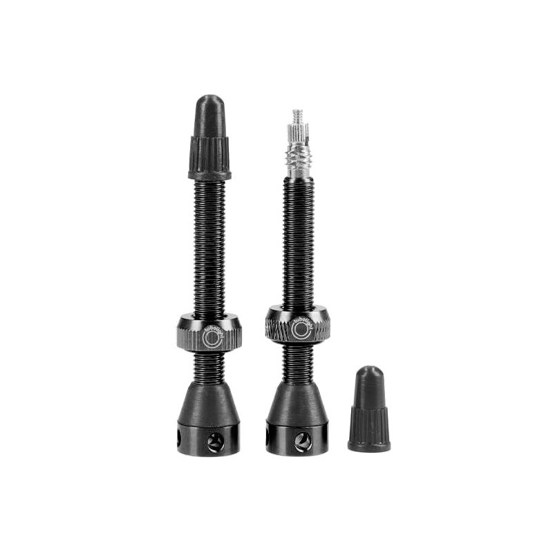 TUBOLIGHT Válvula tubeless reforzada de latón SIDE HOLES (PAR) VVBLK-BR