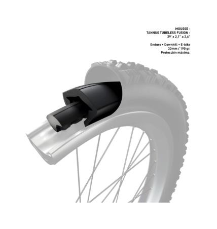 TANNUS Anti-puncture foam mousse for tubeless bicycle tires FUSION 29" X 2,1" A 2,6" 193751006022