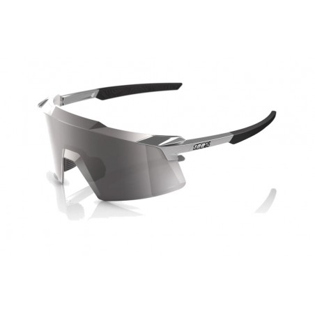 100% BICYCLE GLASSES FOR CYCLING SPORTS AEROCRAFT GLOSS BLACK CHROME HIPER SILVER MIRRORS 196261050165