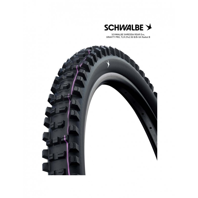 SCHWALBE Cubierta neumatico bicicleta SHREDDA REAR EVO GRAVITY PRO TLR RADIAL 29X2.50 B/B-SK 4026495940344