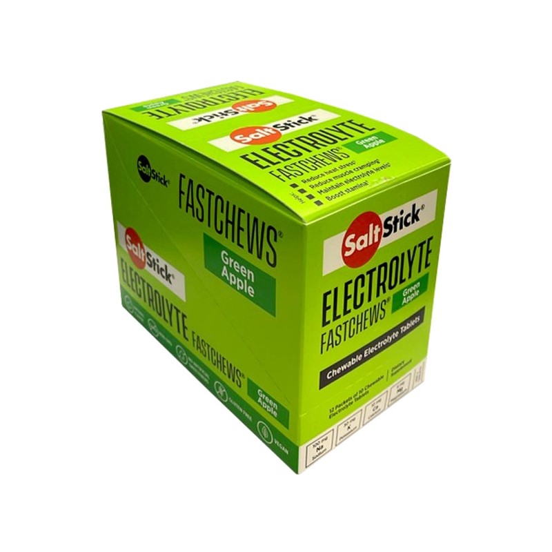 SALTSTICK Chewable electrolyte tablets for sports FASTCHEWS GREEN APPLE 12 X 10U. 691835869636