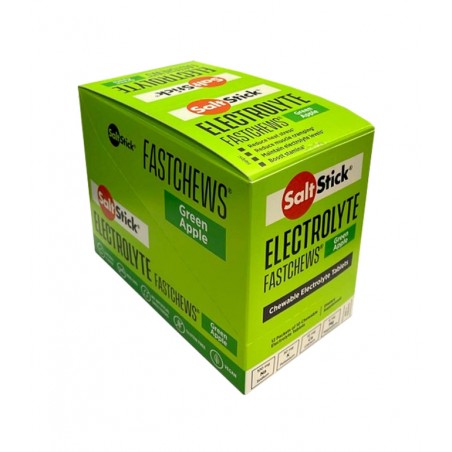 SALTSTICK Comprimidos masticables con electrolitos para deporte FASTCHEWS GREEN APPLE 12 X 10U. 691835869636