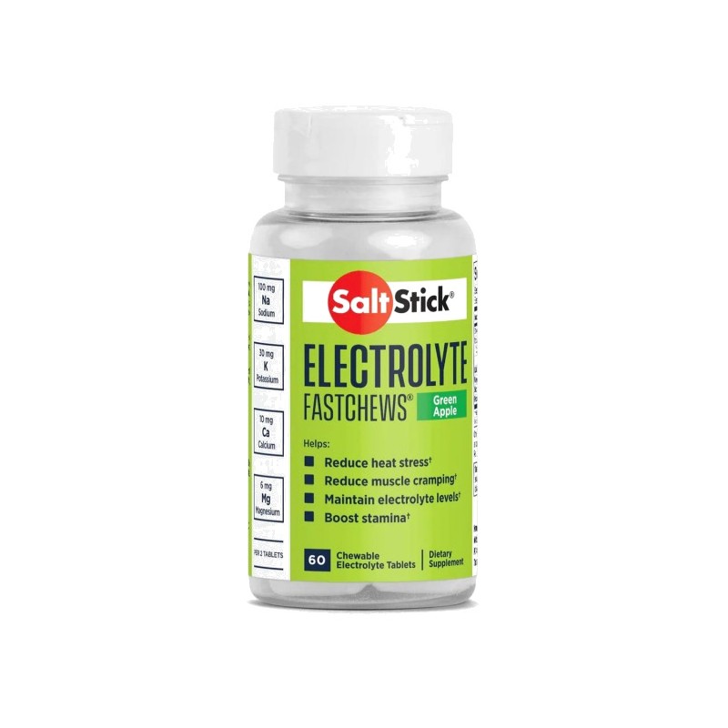 SALTSTICK Chewable electrolyte tablets for sports FASTCHEWS GREEN APPLE 60U. 691835869735