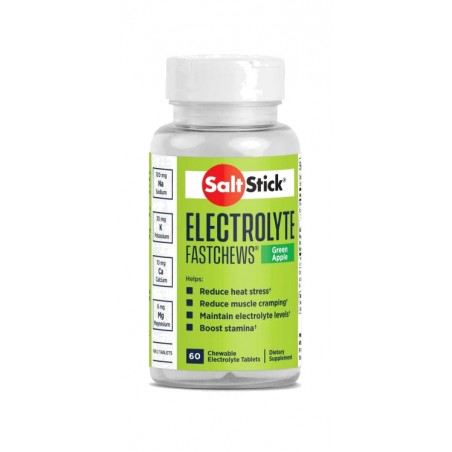 SALTSTICK Comprimidos masticables con electrolitos para deporte FASTCHEWS GREEN APPLE 60U. 691835869735